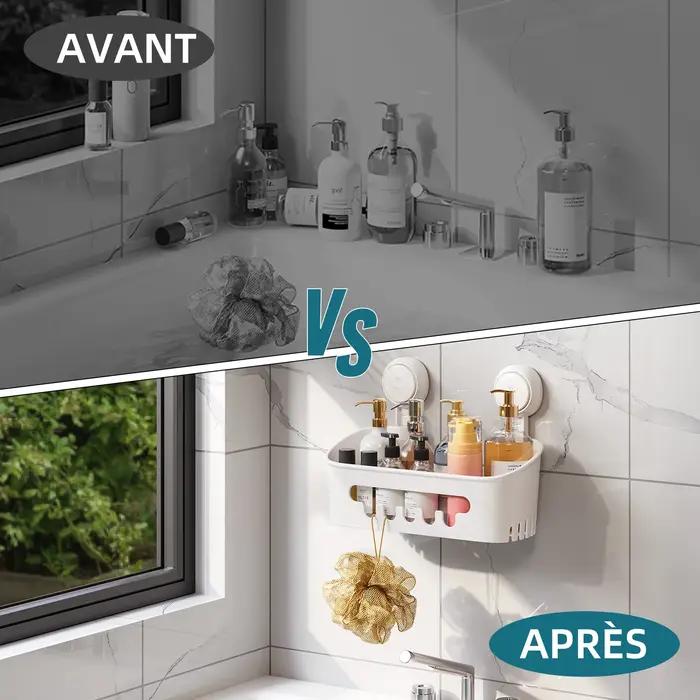 TAILI Étagère de douche d'angle à ventouse sans perçage