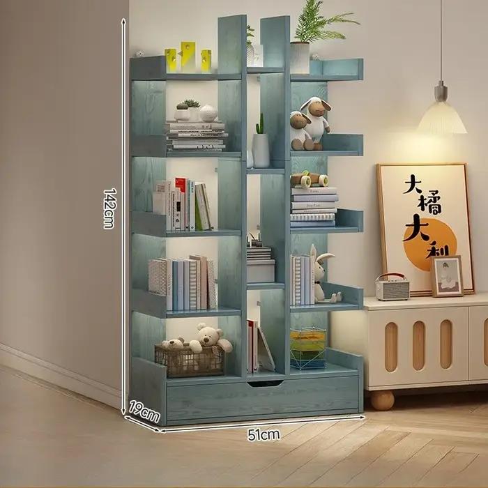 Bibliothèque de salon en bois massif, armoire de bureau Simple et moderne, étagère à livres multi-ni