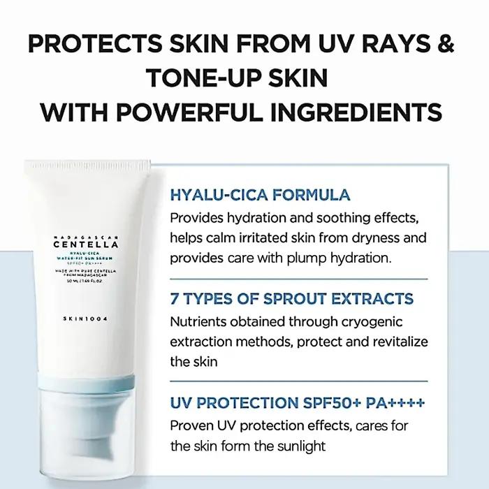 SKIN1004 Madagascar Centella Hyalu-Cica sérum solaire imperméable SPF50 + PA +++, doux, haute Protec