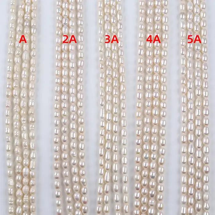 Perles d'eau douce naturelles, perles de riz AAA 5-6mm, perles d'espacement blanches en vrac pour la