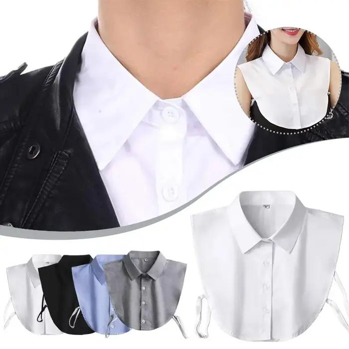 Faux col détachable pour filles, chemises, demi-chemisier, robe baccalauréat, hauts de couleur unie,
