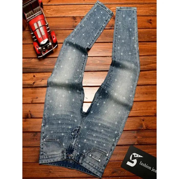 Jean de luxe léger imprimé Flash pour hommes, avec petits pieds, vêtements d'automne pour hommes, pa
