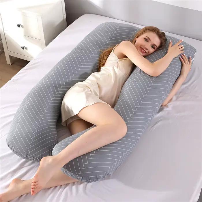 PANGDUBE oreiller de grossesse 130*70 cm oreiller de taille de couchage pour les femmes enceintes or