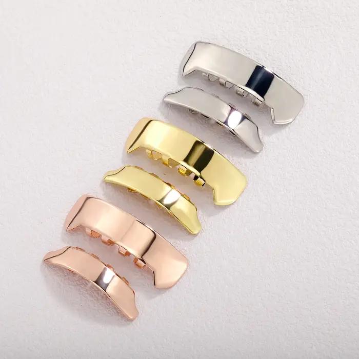 JINAO Hip Hop Grillz 8 dents, surface lisse, pour hommes et femmes, haut et bas, brillant, style yeh
