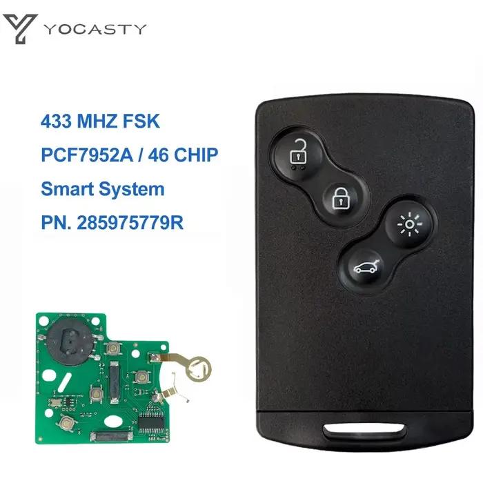 YOCASTY – carte intelligente mains libres sans clé, clé de voiture 433MHz PCF7952A pour Renault Mega