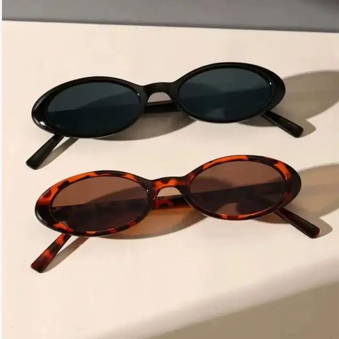 2 paires de lunettes de soleil classiques à monture ovale, lunettes de soleil décoratives à la mode