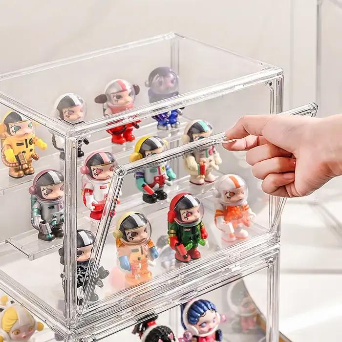 Boîte d'affichage transparente pour les doigts, vitrine de jouets pliable en acrylique transparent p