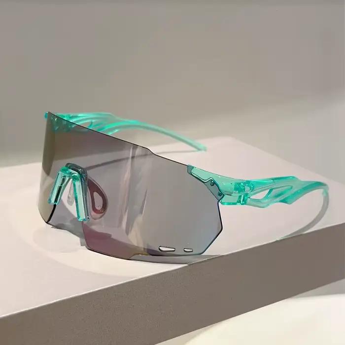 KAMMPT – lunettes surdimensionnées sans bords pour hommes, miroir rond enveloppé, lunettes de soleil