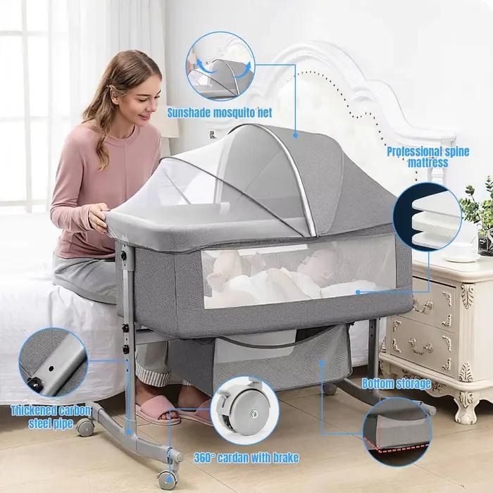 Lit bébé 3 en 1, lit d'appoint, parc pour bébé, 0-3 ans, multifonction, pliable et relevable, avec m