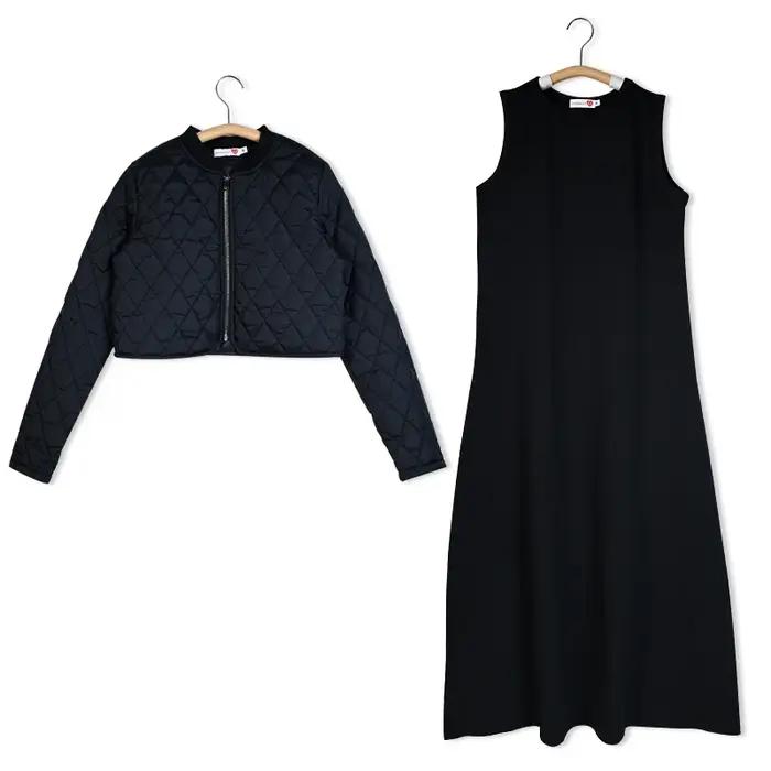 Femme cardigan et sans manches maxi robe tenue décontractée 50-éponge robe col rond manches longues