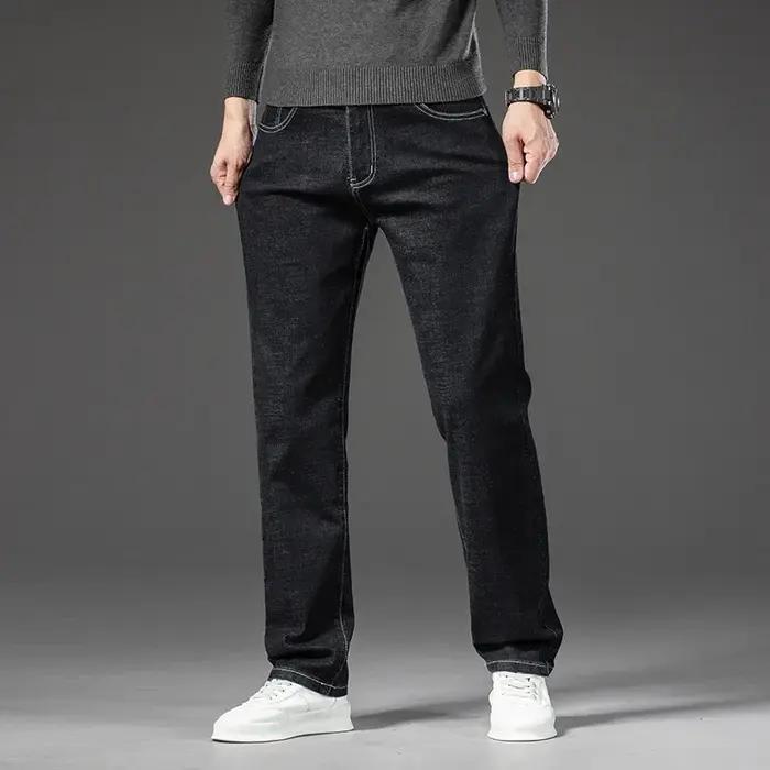 Jean droit en Denim pour hommes, pantalon en Denim, Style classique, extensible, décontracté, grande