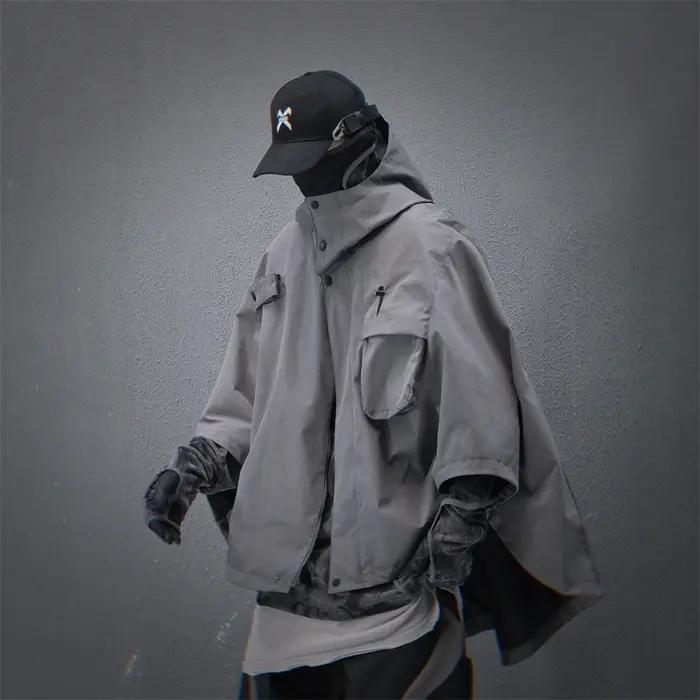 Techwear-Veste à Capuche Fonctionnelle pour Homme, Coupe-Vent Vintage, Streetwear, Hip Hop, Harajuku