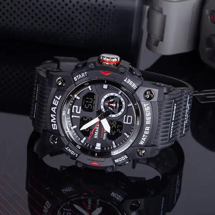 SMAEL-Montre-bracelet de sport militaire pour homme, chronomètre d'alarme, rétroéclairage numérique