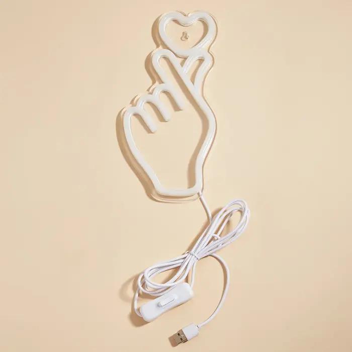 Chi-buy LED néon main + coeur USB alimenté enseignes au néon veilleuse 3D mur Art & salle de jeu cha