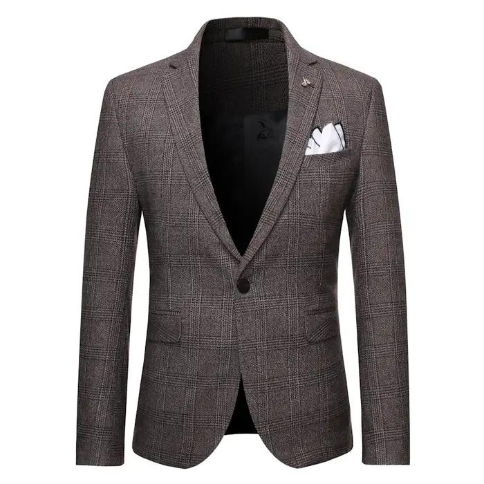 Ensemble de Banquet de Mariage à Carreaux pour Homme, Costume, Gilet, Pantalon, Grande Taille 5XL-M,