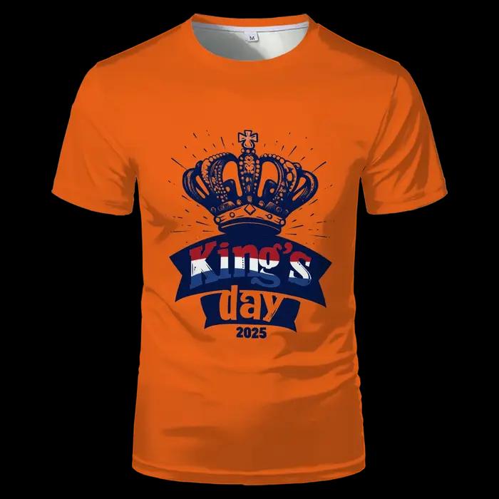 T-shirt à motif de vêtements orange pour la fête du roi néerlandais, avec image du drapeau néerlanda