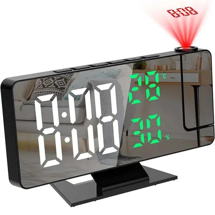 Réveil numérique LED avec affichage de l'heure et de la température, horloge de plafond, budgétaire,