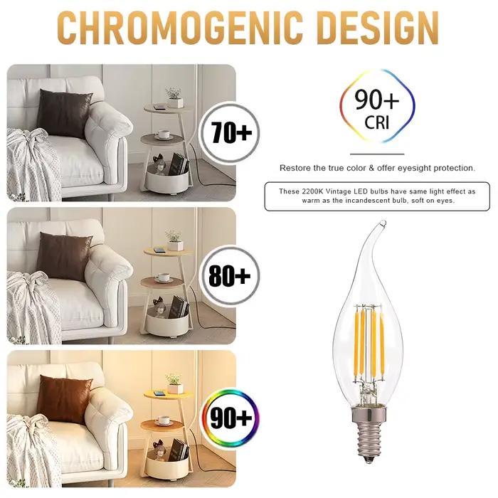 E12 E14 LED lustre ampoule 60W équivalent rétro candélabre ampoules 6000K 2700K blanc chaud 480LM la