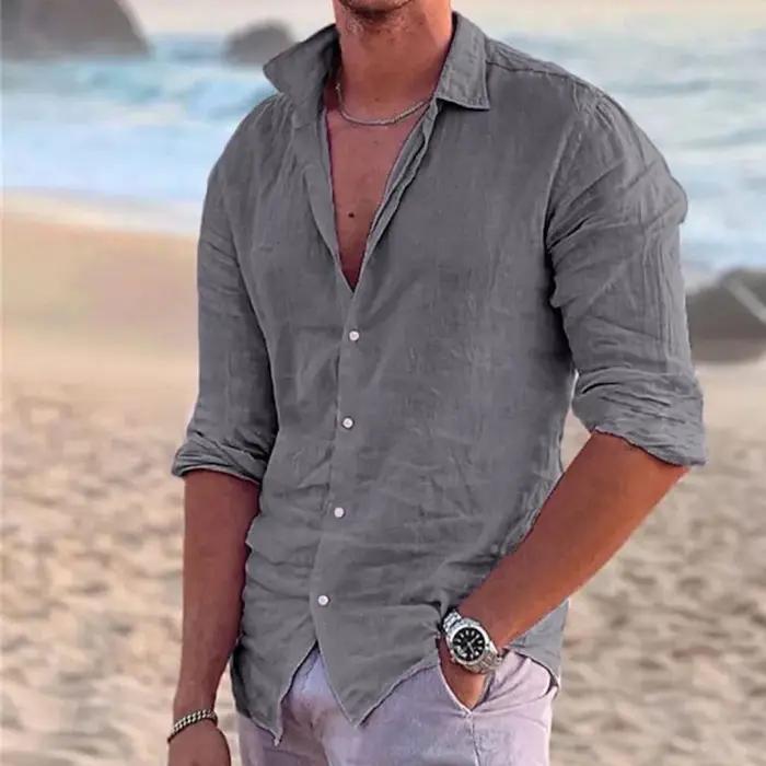 Chemise hawaïenne à manches longues pour hommes, chemise de plage décontractée, chemises de vacances