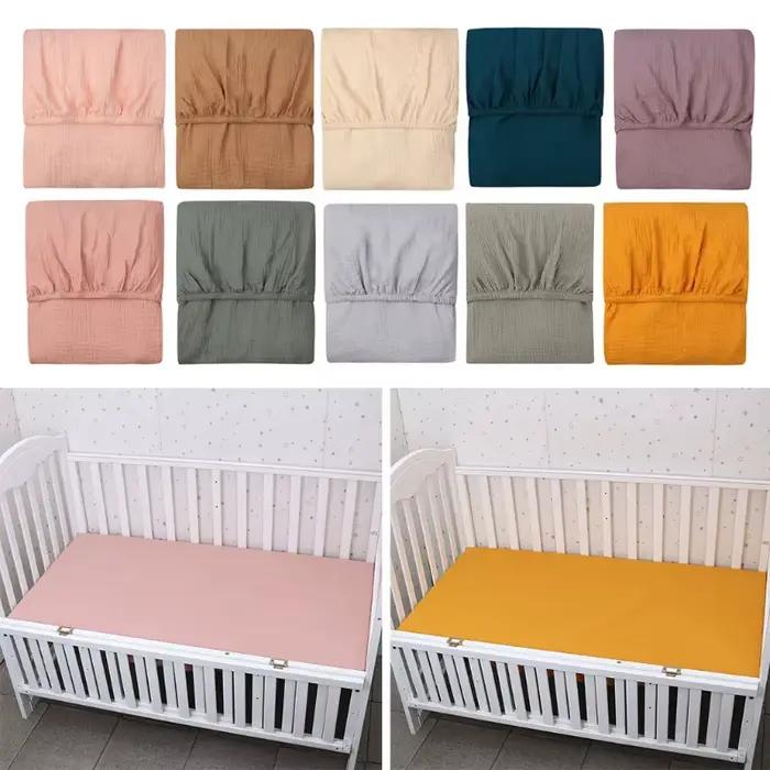 Drap-housse de lit en coton pur pour bébé protection de literie unisexe moderne pour chambres d'enfants berceaux et lits d'enfants