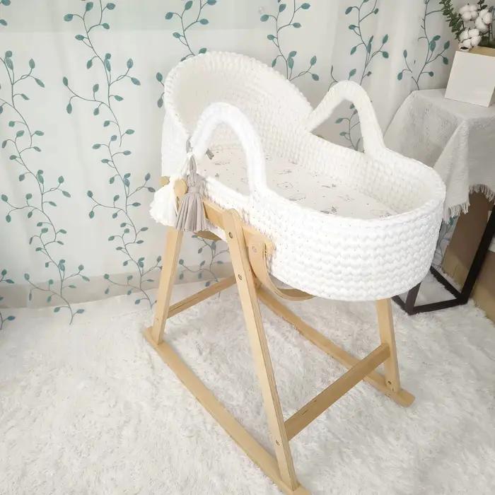 Berceau pour nouveau-né, nid de bébé, chaise longue pour nouveau-né avec cadre en bois et matelas do