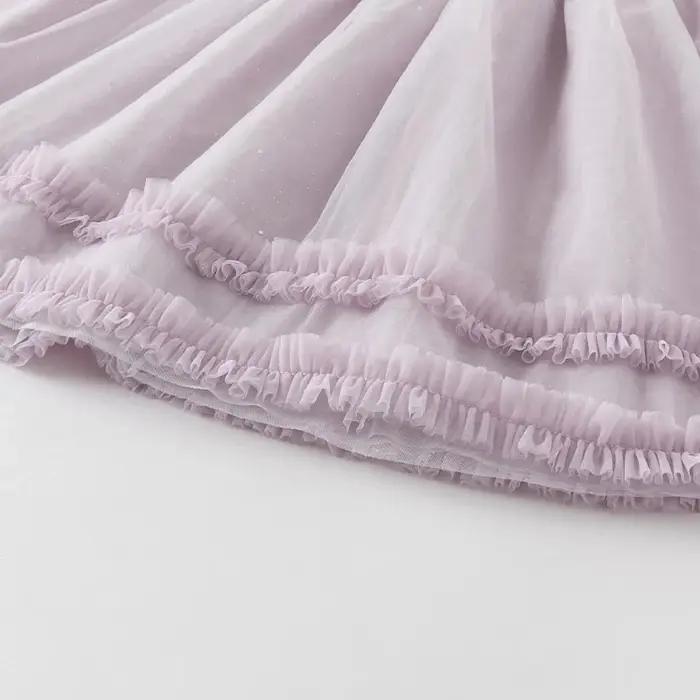 MACGirls-Robe de Princesse en Maille pour Bébé, Tenue Décontractée, à la Mode, Violet, avec Broderie