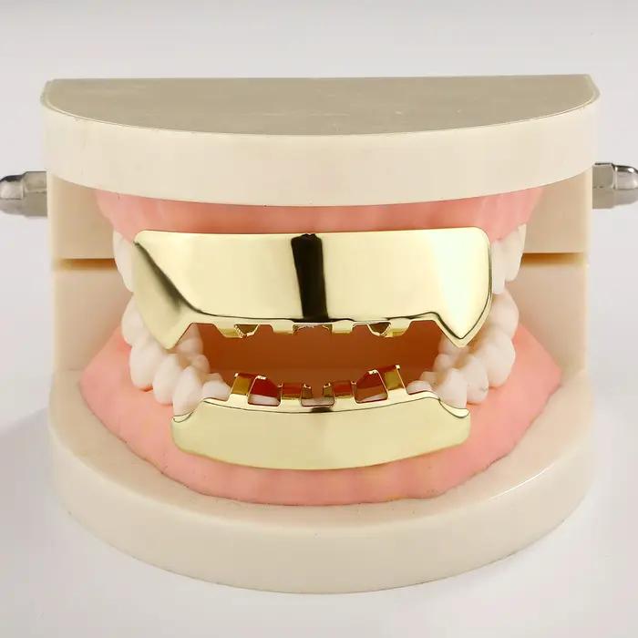 JINAO Hip Hop Grillz 8 dents, surface lisse, pour hommes et femmes, haut et bas, brillant, style yeh
