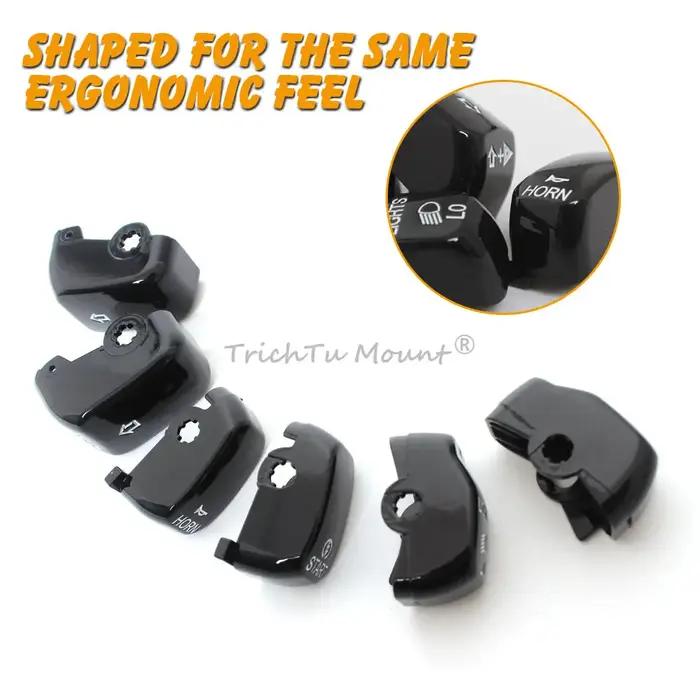 Kit de couvercles de boutons noirs pour interrupteur de commande manuelle de moto, pour Harley Touri