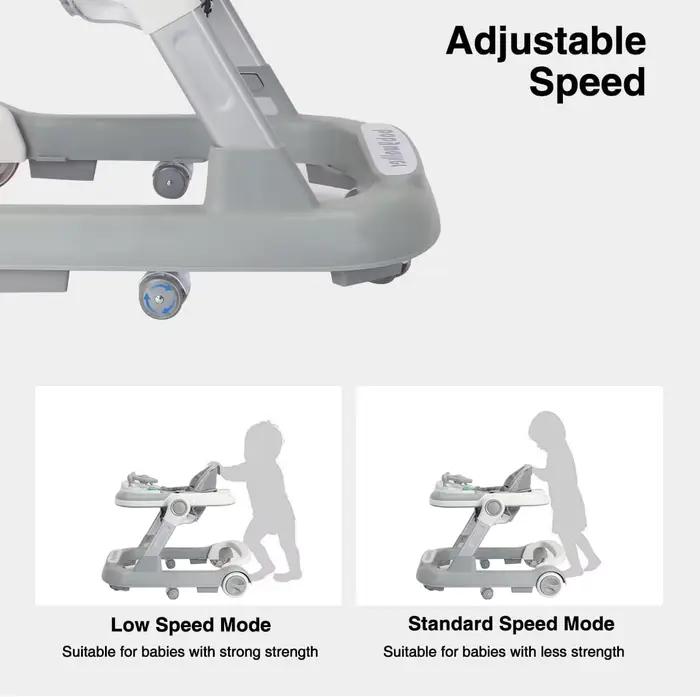 Trotteur 2 en 1 pour bébé, trotteur pour tout-petits avec plateau d'alimentation amovible et plateau