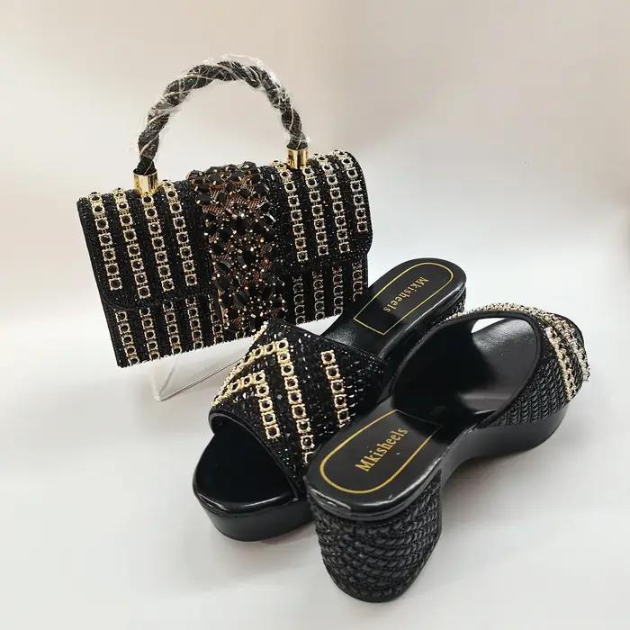 Mode 2025 nouvelles femmes strass chaussures et sac ensemble OToe pompes pour chaussures de fête de