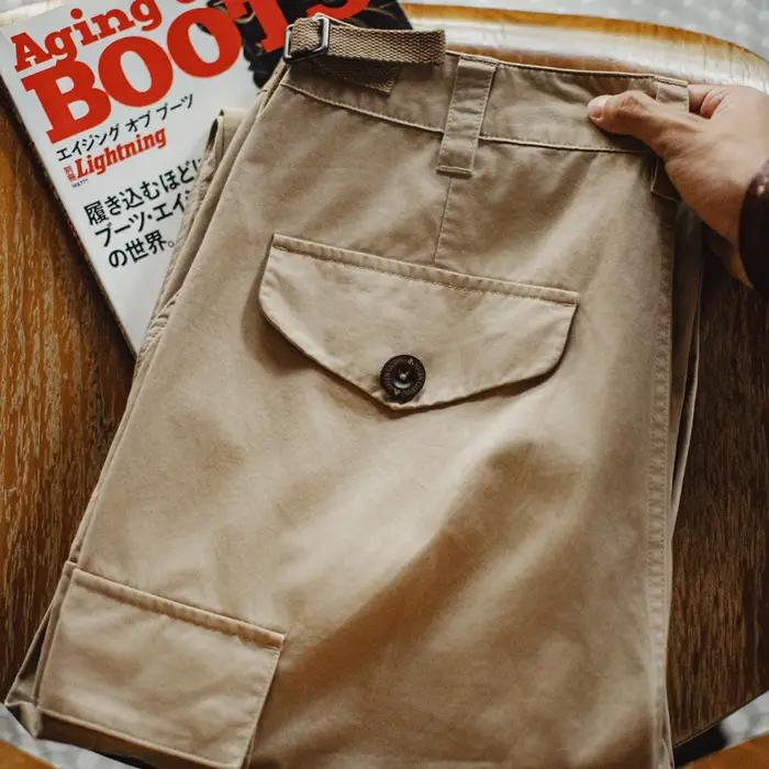 Maden Pantalon décontracté vintage M65 pour homme avec grande poche Pantalon en coton kaki Pantalon