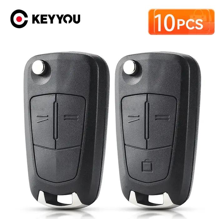 KEYYOU 10 pièces Flip télécommande pliante voiture porte-clés coque pour Vauxhall Opel Astra H Corsa