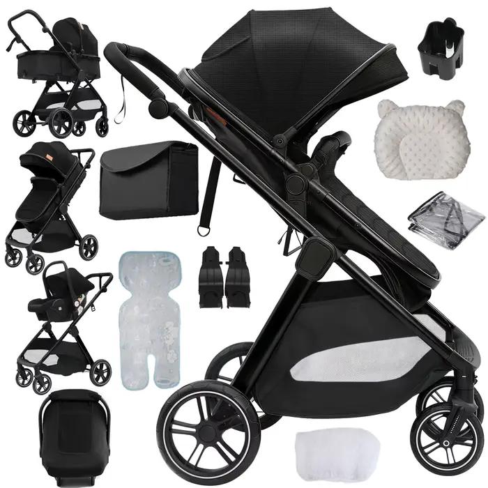 Poussette 3 en 1 légère et pliable pour bébé, système de voyage, landau, siège réversible haute posi