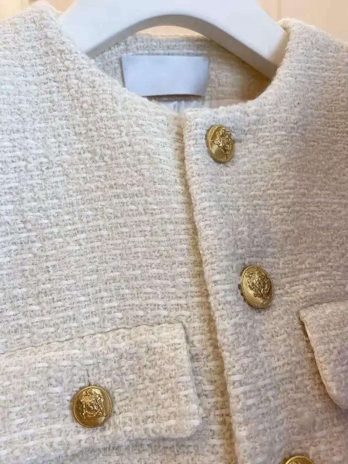 Manteaux coréens pour femmes, veste en laine française Tweed, mode haut de gamme, boutons dorés, cou