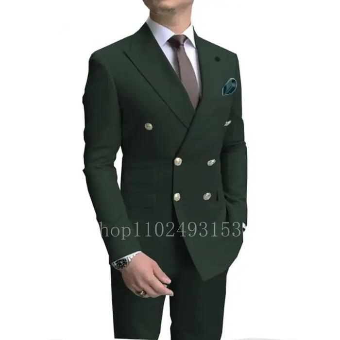 Costume de mariage pour Homme, 2 pièces, blanc, Slim Fit, élégant, Double boutonnage, formel, nouvel