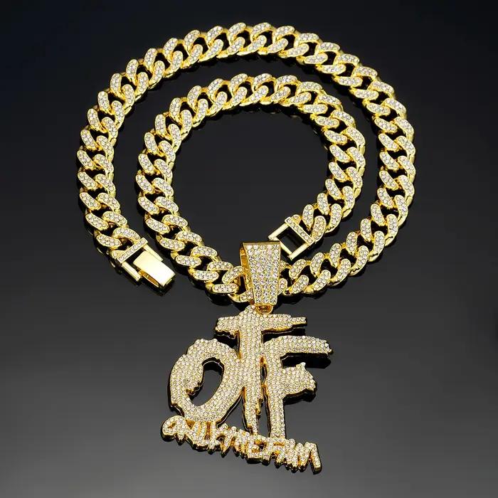 Collier chaîne cubaine avec pendentif lettre anglaise OTF, mode Hip Hop, adapté à un usage quotidien