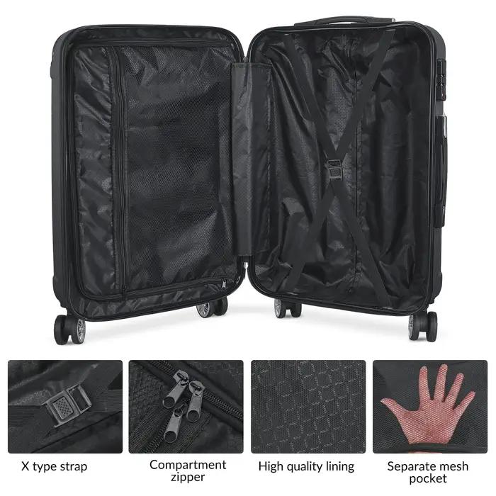 Ensemble de 3 valises Fangange, 20"24"28", coque rigide ABS, ensemble de bagages de voyage à 4 roues