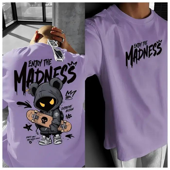 T-shirt col rond pour hommes européens et américains, nouveau design d'été imprimé de dessin animé,
