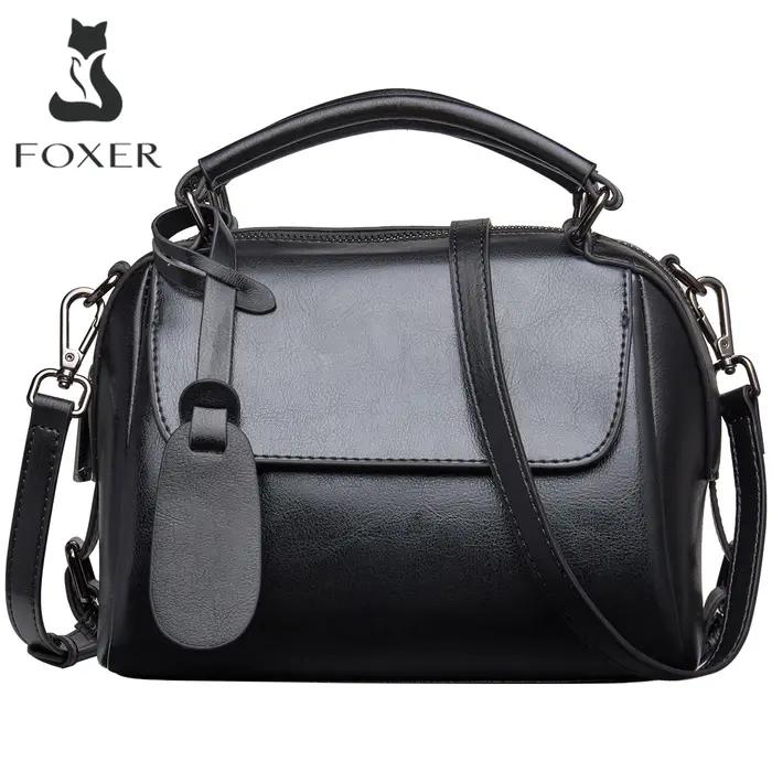 Sac à main de luxe FOXER en cuir fendu pour femme, sac à bandoulière rétro décontracté, sac à poigné