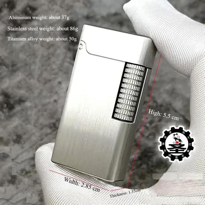 Mini briquet mécanique à liquide Kerosen e en alliage de titane – Curseur à ressort, allumage automatique, style rétro vintage