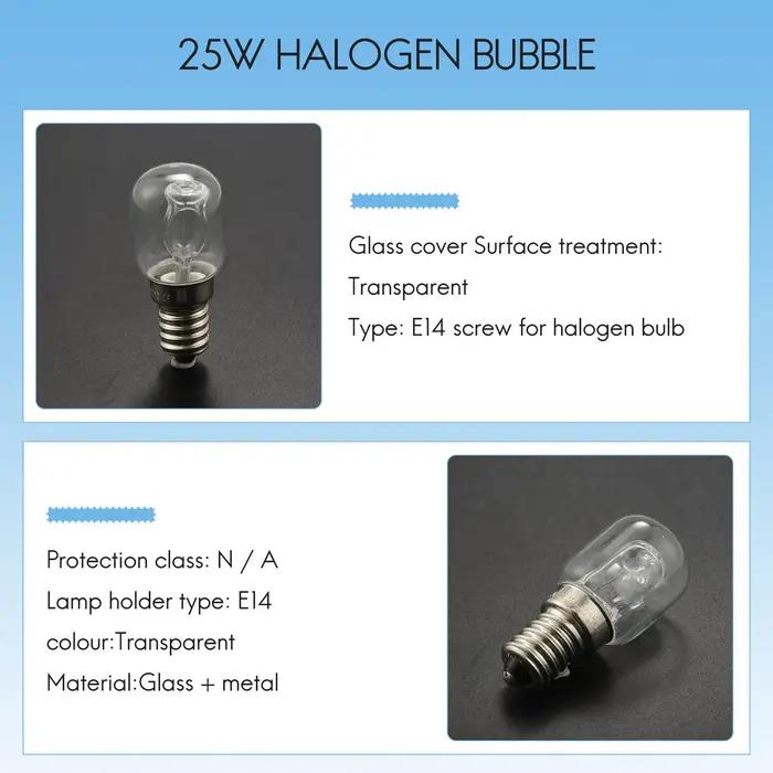 Ampoule à haute température E14 500 degrés 25W, four à bulles halogène E14 250V 25W, ampoule à Quart