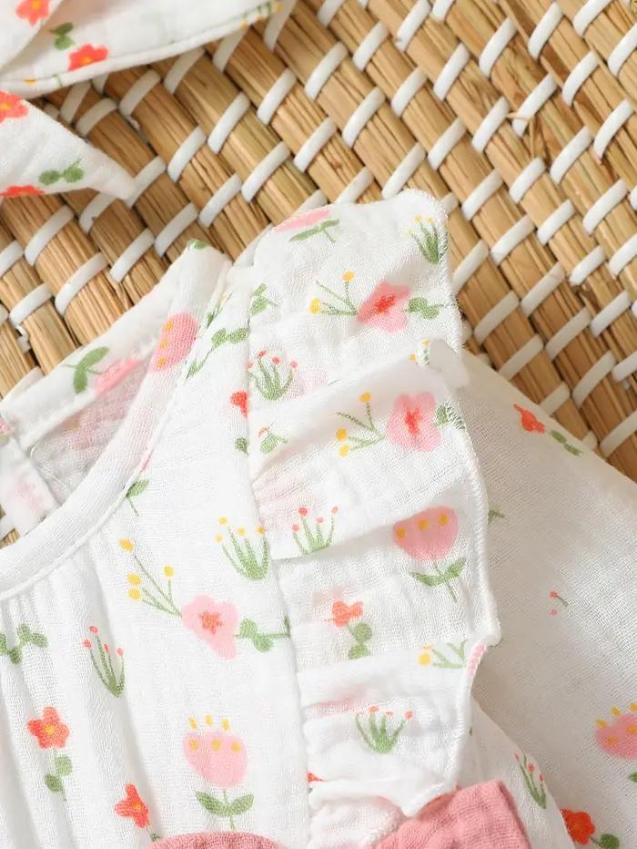 Combinaison bébé fille manches longues floral imprimé floral nœud délicat pour bébé filles occasions spéciales et tous les jours