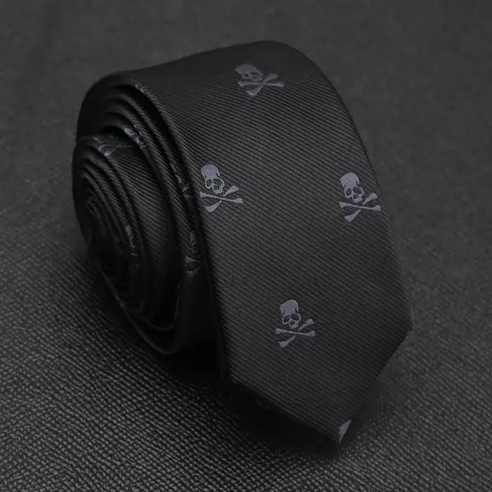 Cravates noires fines en Polyester pour hommes et femmes, classiques, à la mode, décontractées, fête