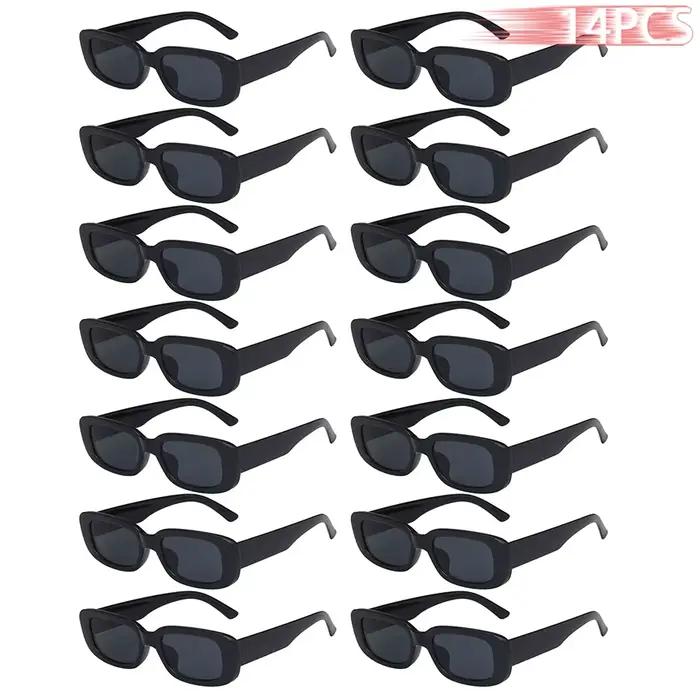 Lunettes de soleil rectangulaires pour femmes, 14 pièces, motif carré, de marque Vintage, de créateu