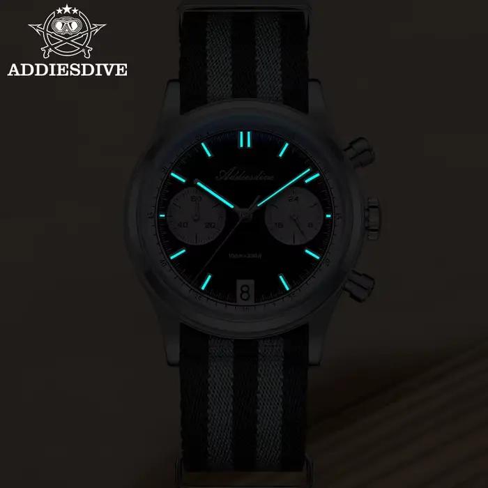 ADDIESDIVE Top marque homme montre BGW9 Super lumineux 10Bar étanche bulle miroir verre VK64 chronog