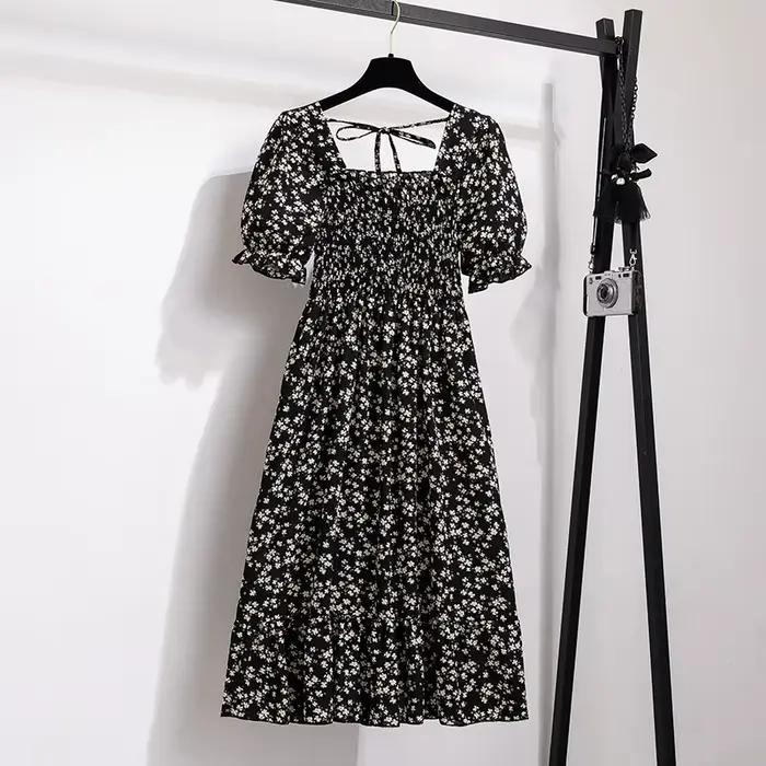 Robe d'été plissée en mousseline de soie pour femmes, tenue décontractée, plage, vacances, manches c