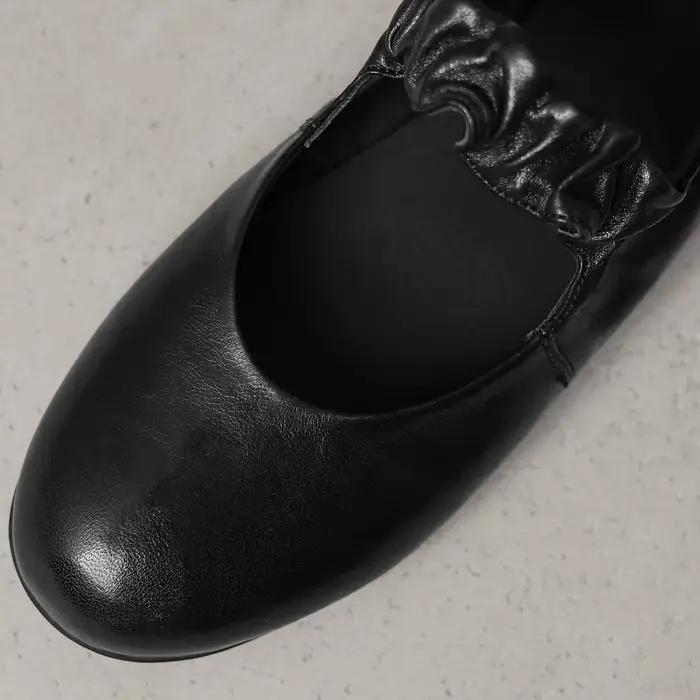 Ballerines à enfiler à bande étroite élastique en peau de mouton pour femmes, bout rond, ballerines