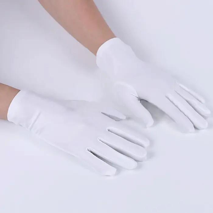 1 paire printemps été gants en Spandex noir blanc étiquette mince gants extensibles danse serré blan