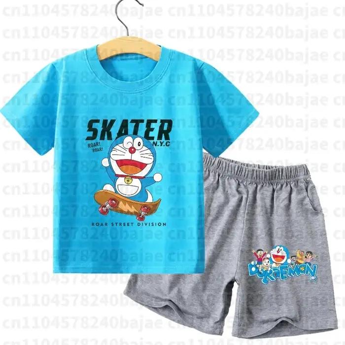 Ensemble Doraemon T-shirt short enfants pyjama dessin animé - Vêtements maison été cadeau