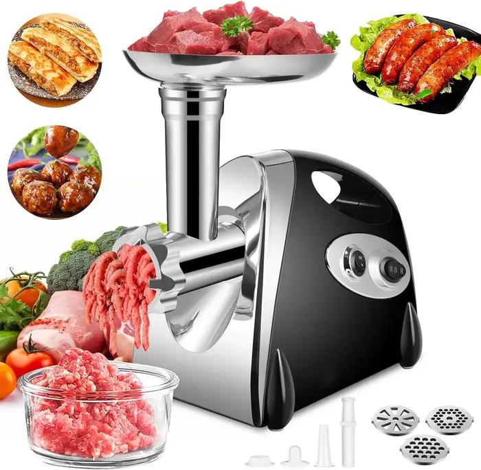 Hachoir Électrique Multifonction 2800W en Acier Inoxydable pour Viande, Légumes, Saucisses, Trancheu
